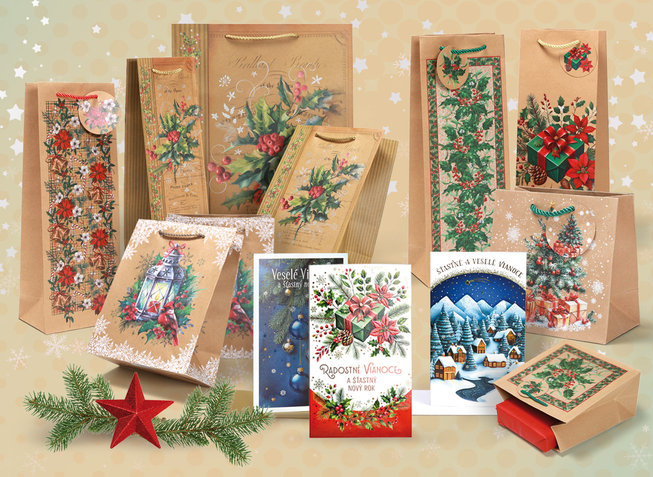 Vianočné tašky - kraft